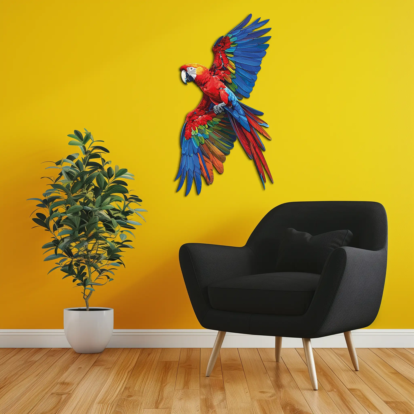 Colorful Parrot Metal Wall Art – Tropical Bird Decor-KAFUVM041 by Enova Art