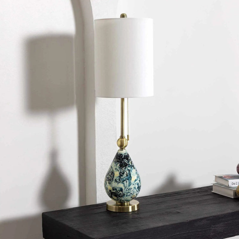 Katipunan Aqua Gold Metallic Brass Table Lamp by Boutique Rugs