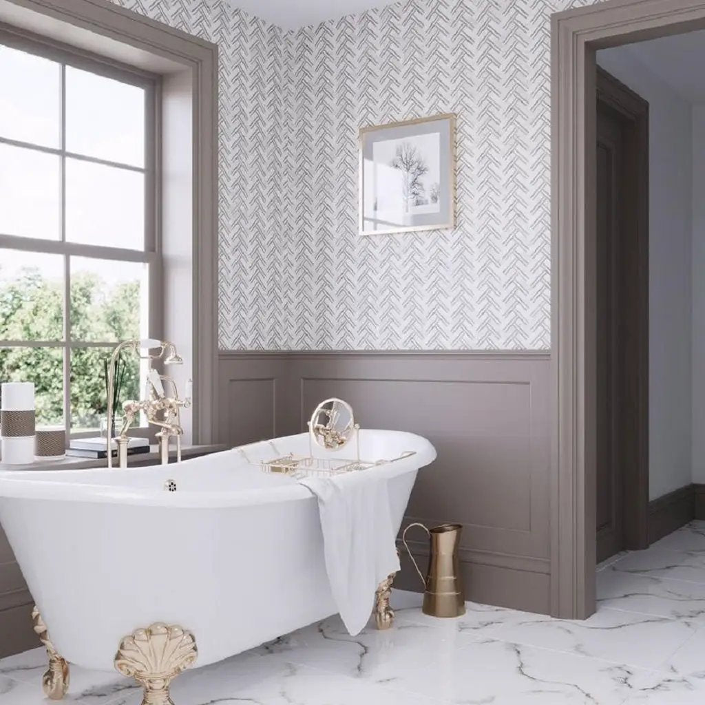 Bianco Carrara Eastern Beige 11x12 Polished Herringbone Marble Mosaic Tile (5 pack, 4.71 sq ft/case) by Apollo Tile