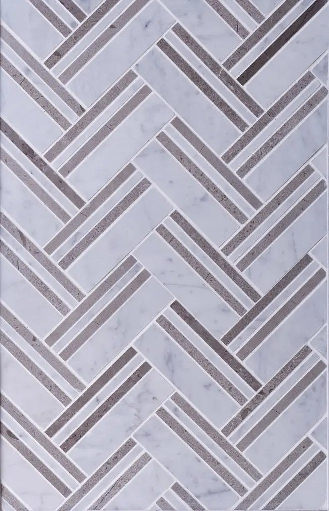 Bianco Carrara Eastern Beige 11x12 Polished Herringbone Marble Mosaic Tile (5 pack, 4.71 sq ft/case) by Apollo Tile