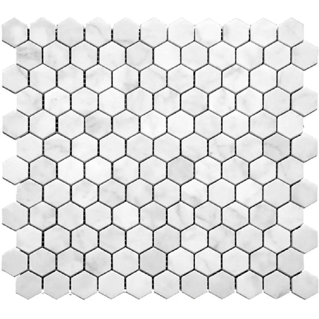White 11x12 Honed Hexagon Bianco Carrara Marble Mosaic Tile (5 pack, 4.55 sq ft/case) by Apollo Tile