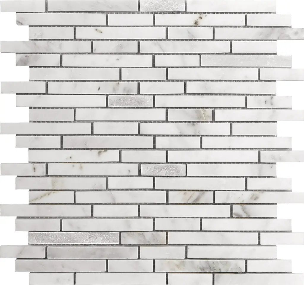 Eastern White 12x12 Polished Split Face Brick Marble Mosaic Tile (5 pack, 4.83 sq ft/case) by Apollo Tile