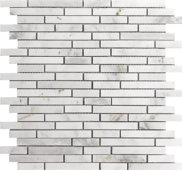 Eastern White 12x12 Polished Split Face Brick Marble Mosaic Tile (5 pack, 4.83 sq ft/case), photo 2 of 5