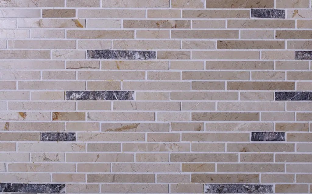 Beige 12x12 Polished Split Face Brick Crema Marfil, Emperador Dark Marble Mosaic Tile (5 pack, 4.83 sq ft/case) by Apollo Tile