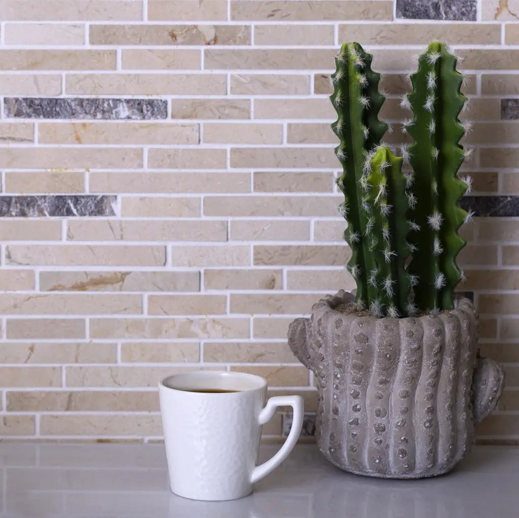 Beige 12x12 Polished Split Face Brick Crema Marfil, Emperador Dark Marble Mosaic Tile (5 pack, 4.83 sq ft/case) by Apollo Tile
