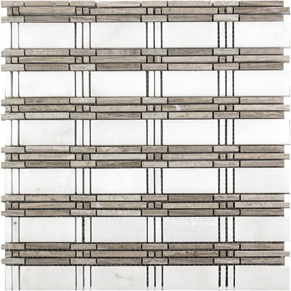 White 12x12 Polished Marble Mosaic Tile (5 pack, 5 sq ft/case) by Apollo Tile