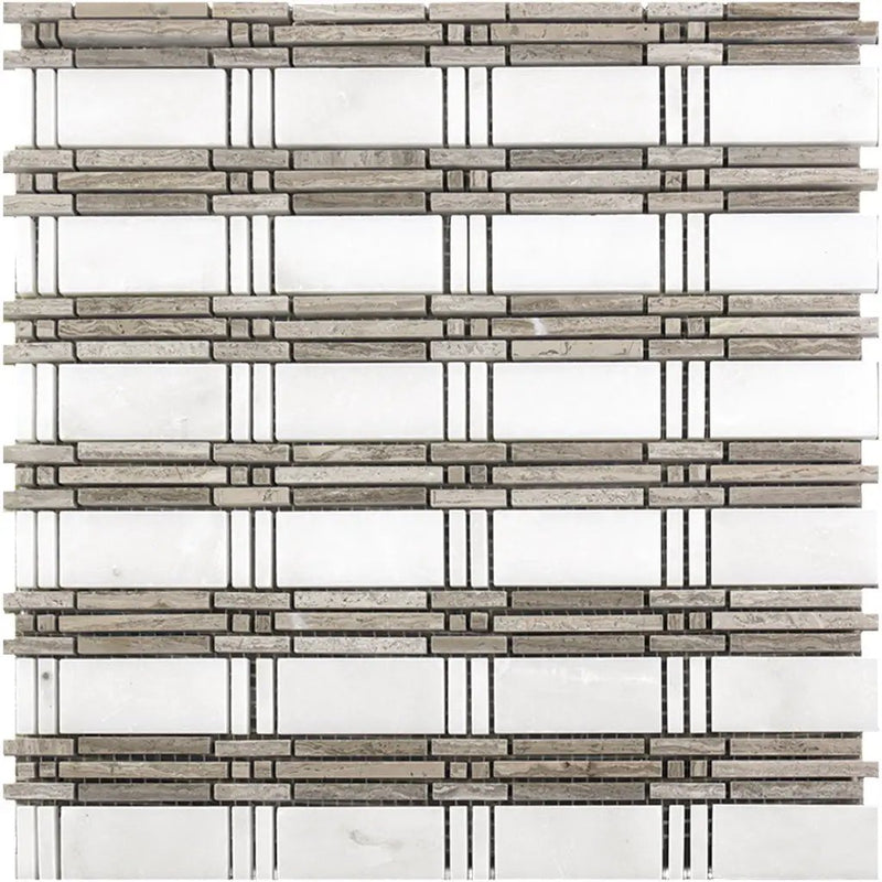 White 12x12 Polished Marble Mosaic Tile (5 pack, 5 sq ft/case) by Apollo Tile
