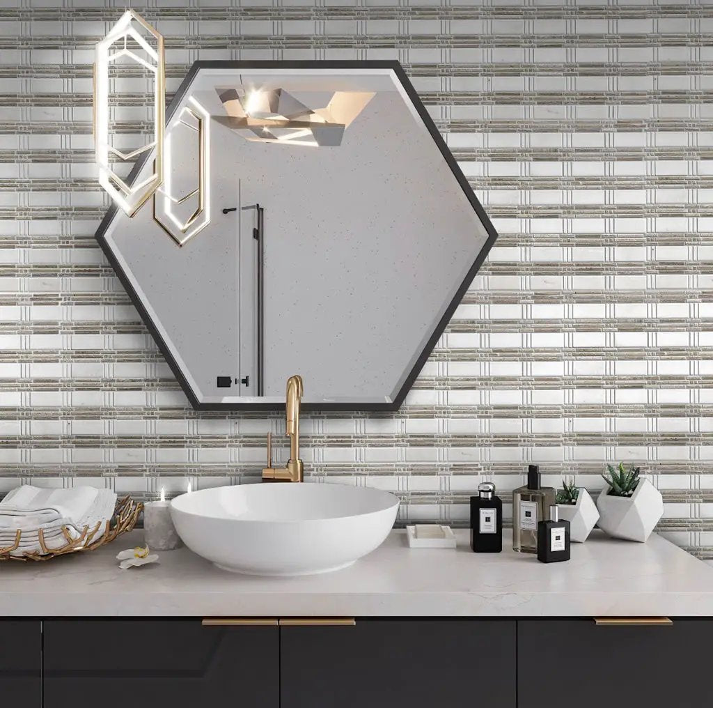 White 12x12 Polished Marble Mosaic Tile (5 pack, 5 sq ft/case) by Apollo Tile