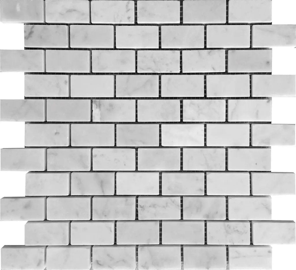 White 12x12 Honed Brick Bianco Carrara Marble Mosaic Tile (5 pack, 4.92 sq ft/case) by Apollo Tile