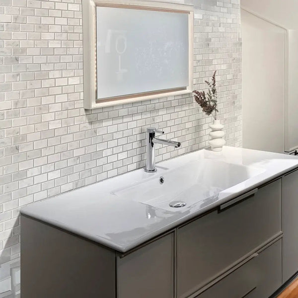 White 12x12 Honed Brick Bianco Carrara Marble Mosaic Tile (5 pack, 4.92 sq ft/case)