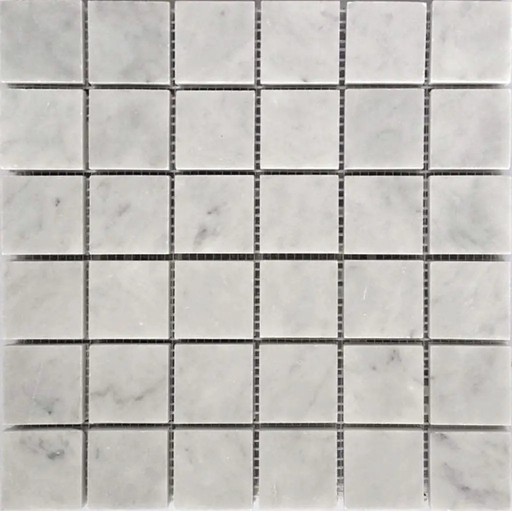White 12x12 Honed Square Bianco Carrara Marble Mosaic Tile (5 pack, 5 sq ft/case) by Apollo Tile