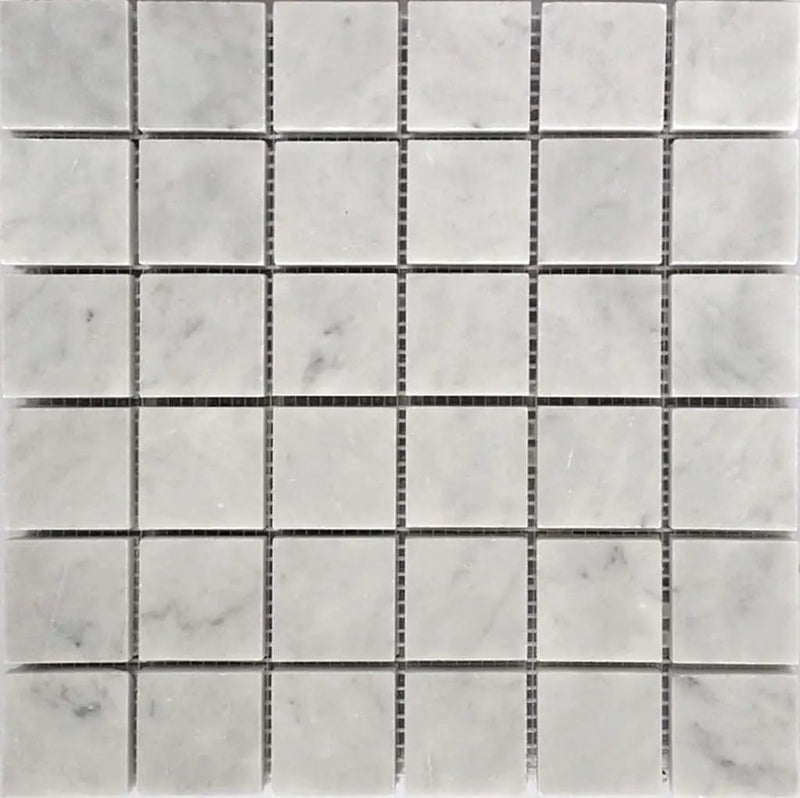 White 12x12 Honed Square Bianco Carrara Marble Mosaic Tile (5 pack, 5 sq ft/case) by Apollo Tile