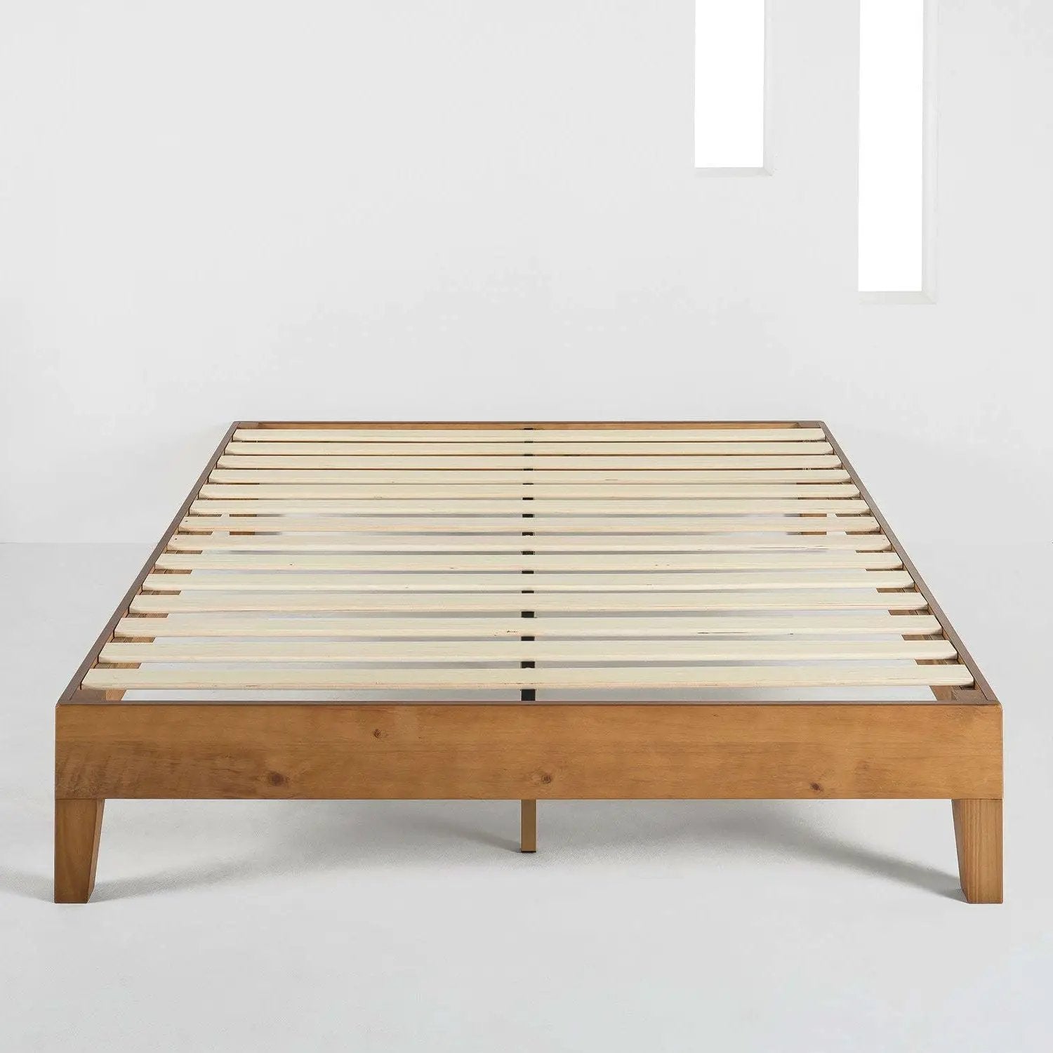 King Modern Classic Solid Wood Slat Platform Bed Frame in Natural Finish by HomePacific