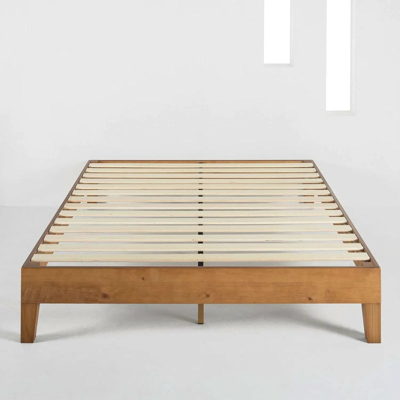 King Modern Classic Solid Wood Slat Platform Bed Frame in Natural Finish by HomePacific