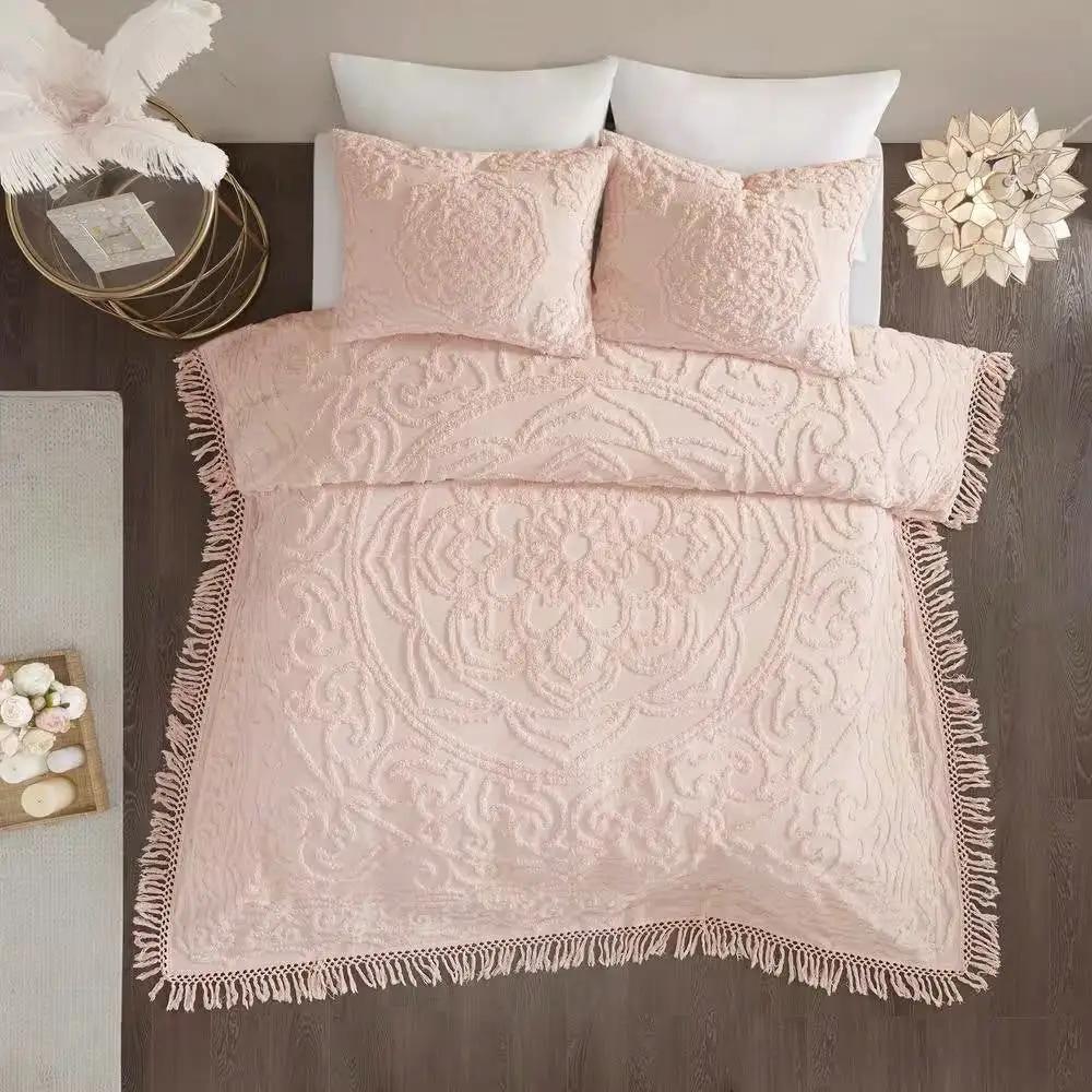King 100-Percent Cotton Chenille Bedspread with Fringe Hem in Pink Blush by HomePacific