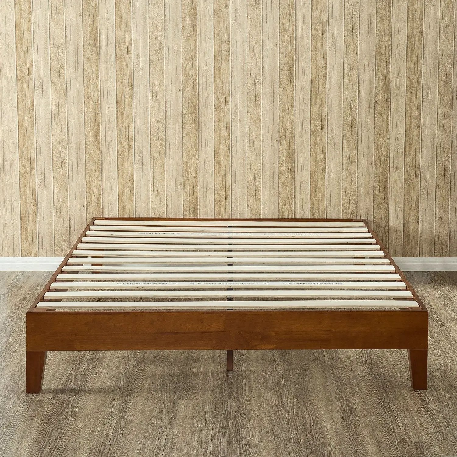 King size Modern Low Profile Solid Wood Platform Bed Frame in Cherry Finish by HomePacific