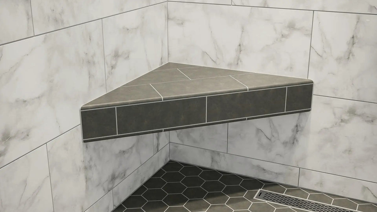 The Original Floating Corner Shower Bench Kit™ with wedi® by The Original Granite Bracket