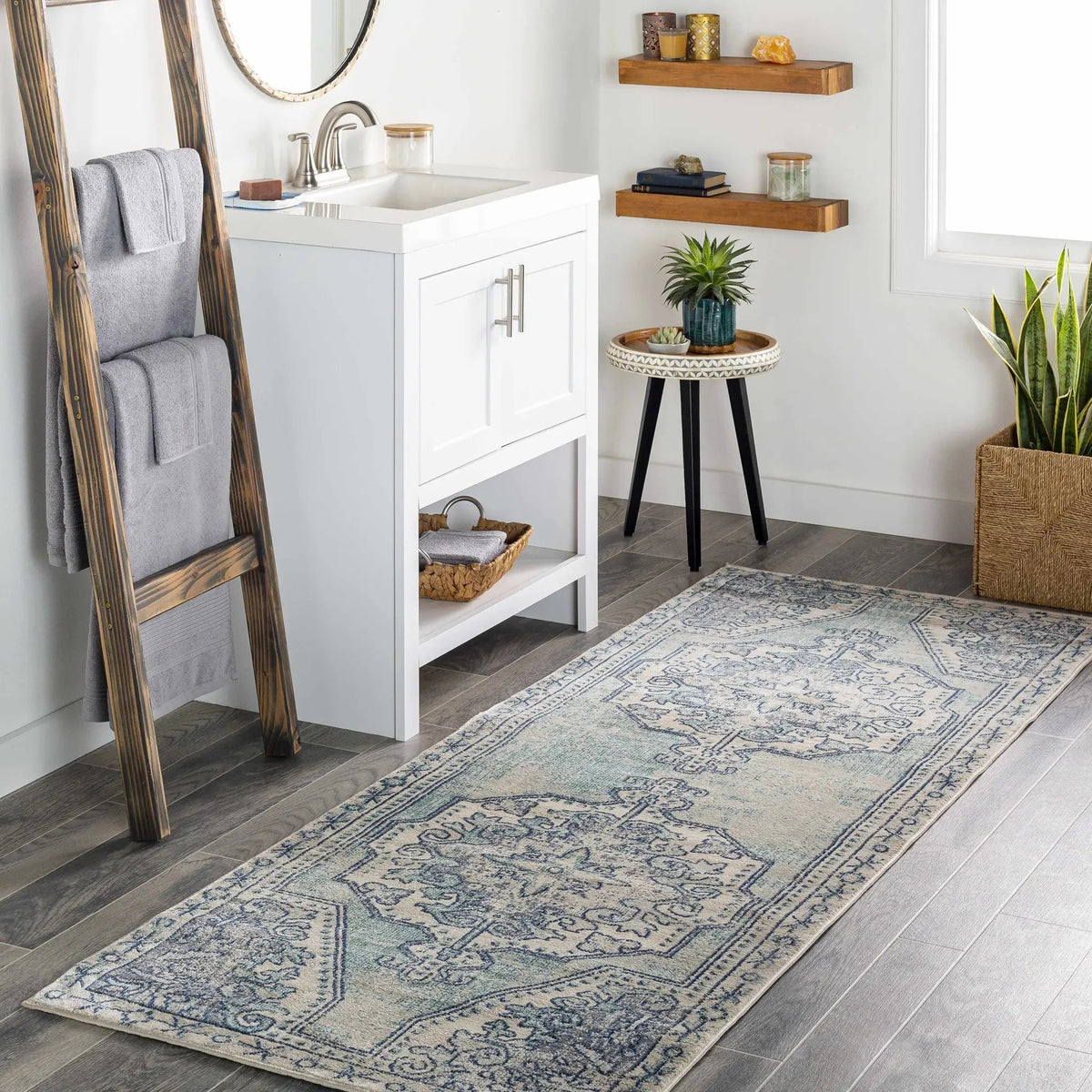 Kenmare Blue Medallion Rug - Clearance, installed in a room 4