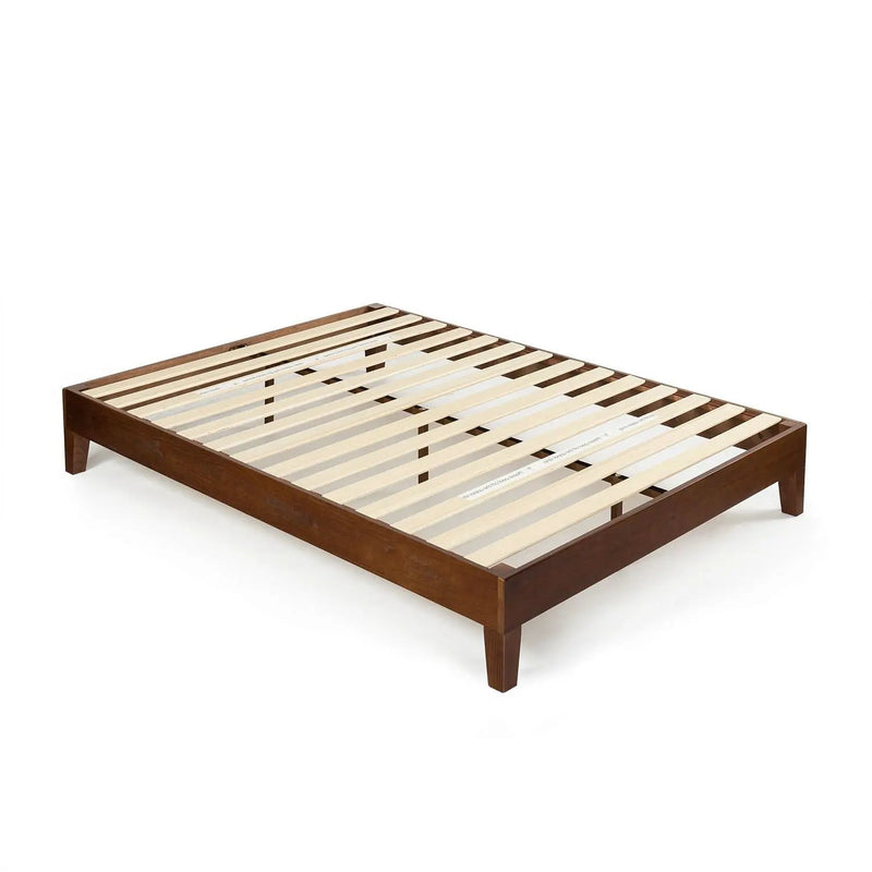 King size Low Profile Solid Wood Platform Bed Frame in Espresso Finish by HomePacific