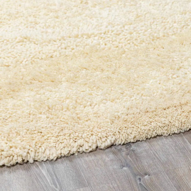 Kettering Solid Cream Wool Shag Rug by Boutique Rugs