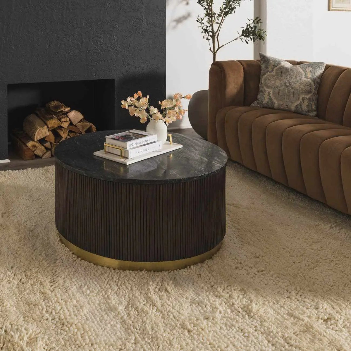 Kettering Solid Cream Wool Shag Rug, installed in a room 2