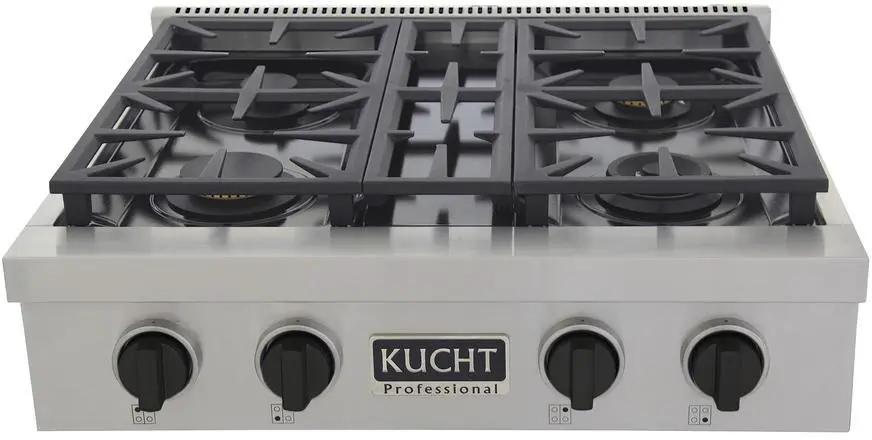 Kucht 30 Inch Gas Sealed Burner Rangetop, KFX309T-K by Farmhouse Kitchen and Bath