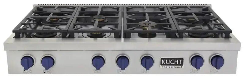 Kucht 48" Stainless Propane Cooktop, KFX489T/LP-B by Farmhouse Kitchen and Bath
