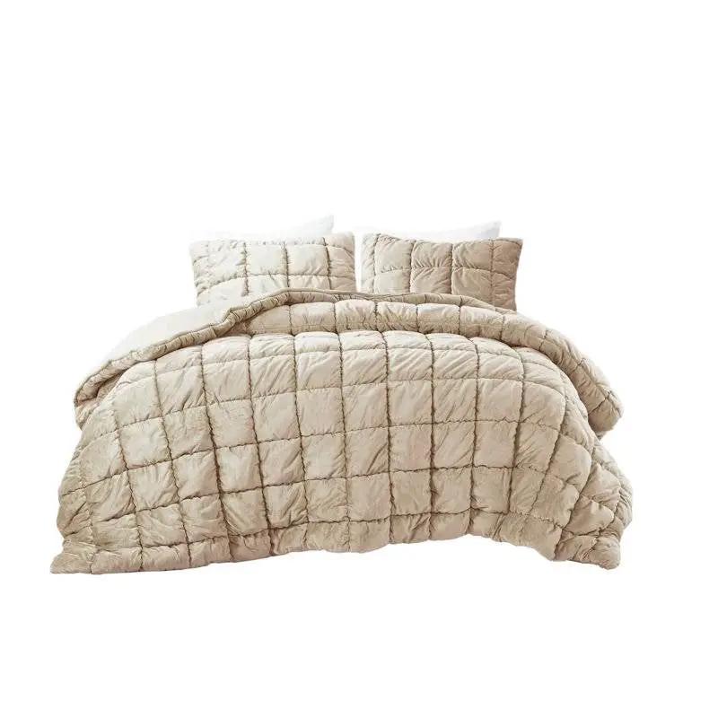 Full/Queen Beige Velvety Soft Down Alternative Comforter Set by HomePacific
