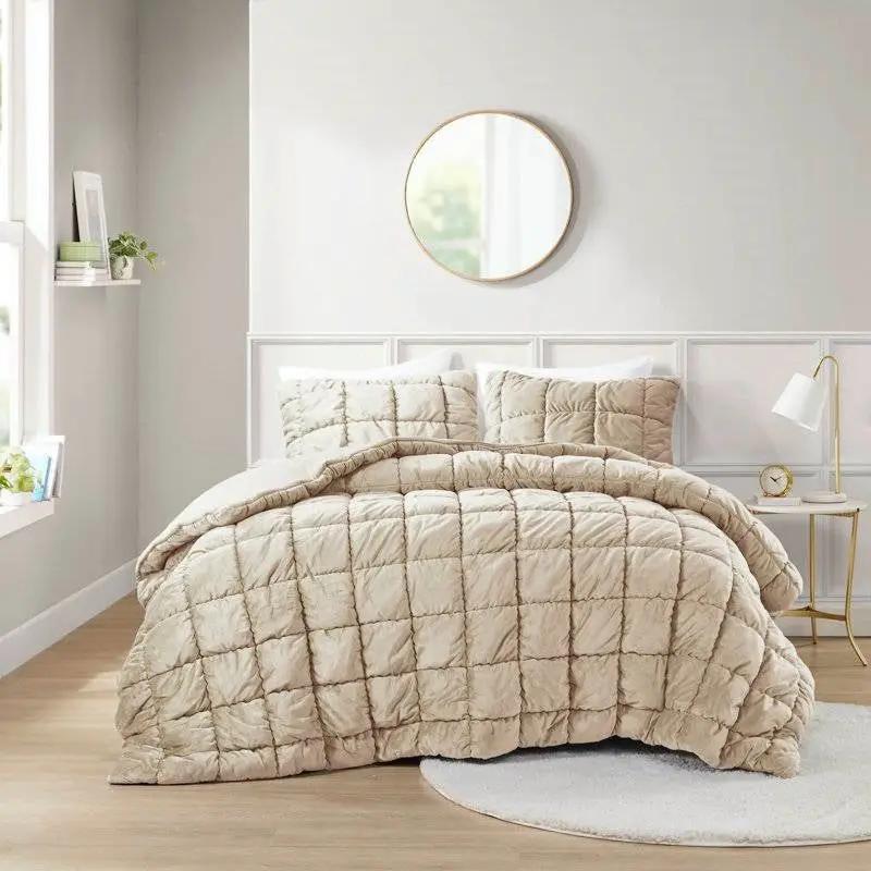 Full/Queen Beige Velvety Soft Down Alternative Comforter Set by HomePacific