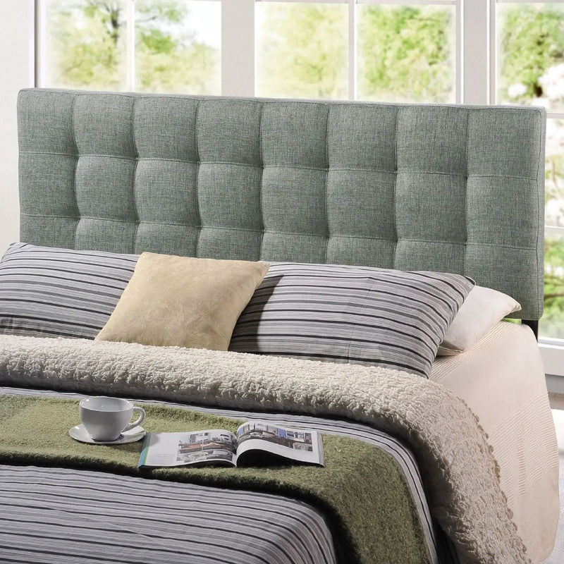 King size Grey Fabric Modern Button-Tufted Upholstered Headboard by HomePacific