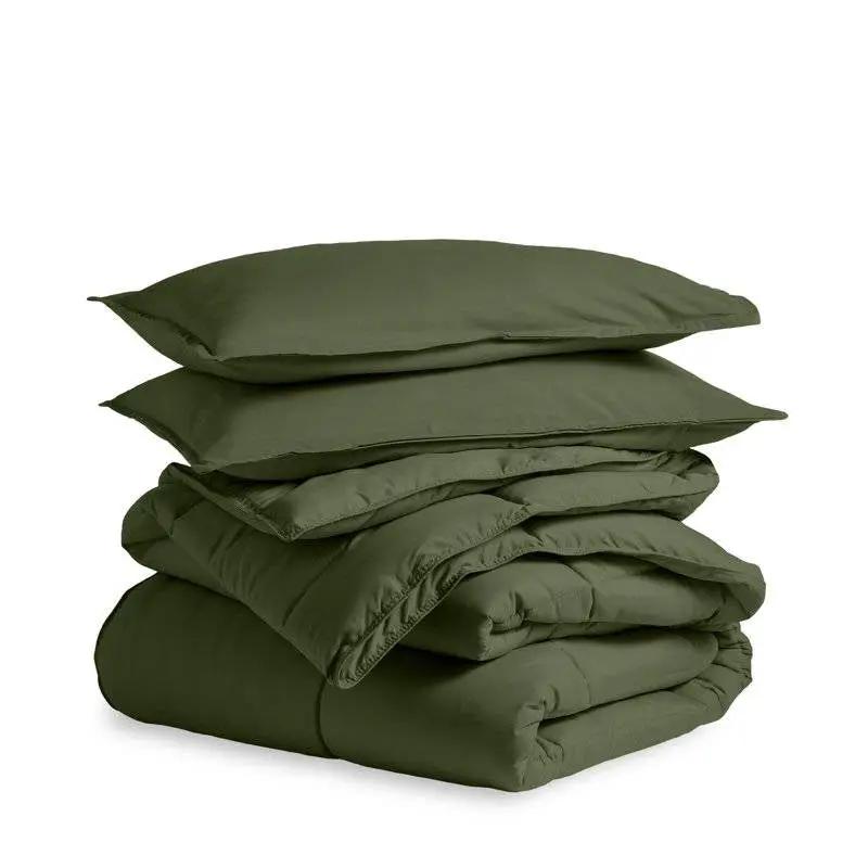 King/Cal King Wrinkle-Resistant Down Alternative Comforter Set in Olive Green by HomePacific