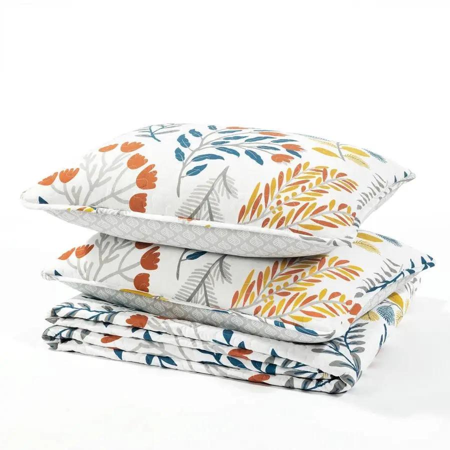 King/CAL King 3 Piece Botanical Floral Lightweight Quilt Set by HomePacific