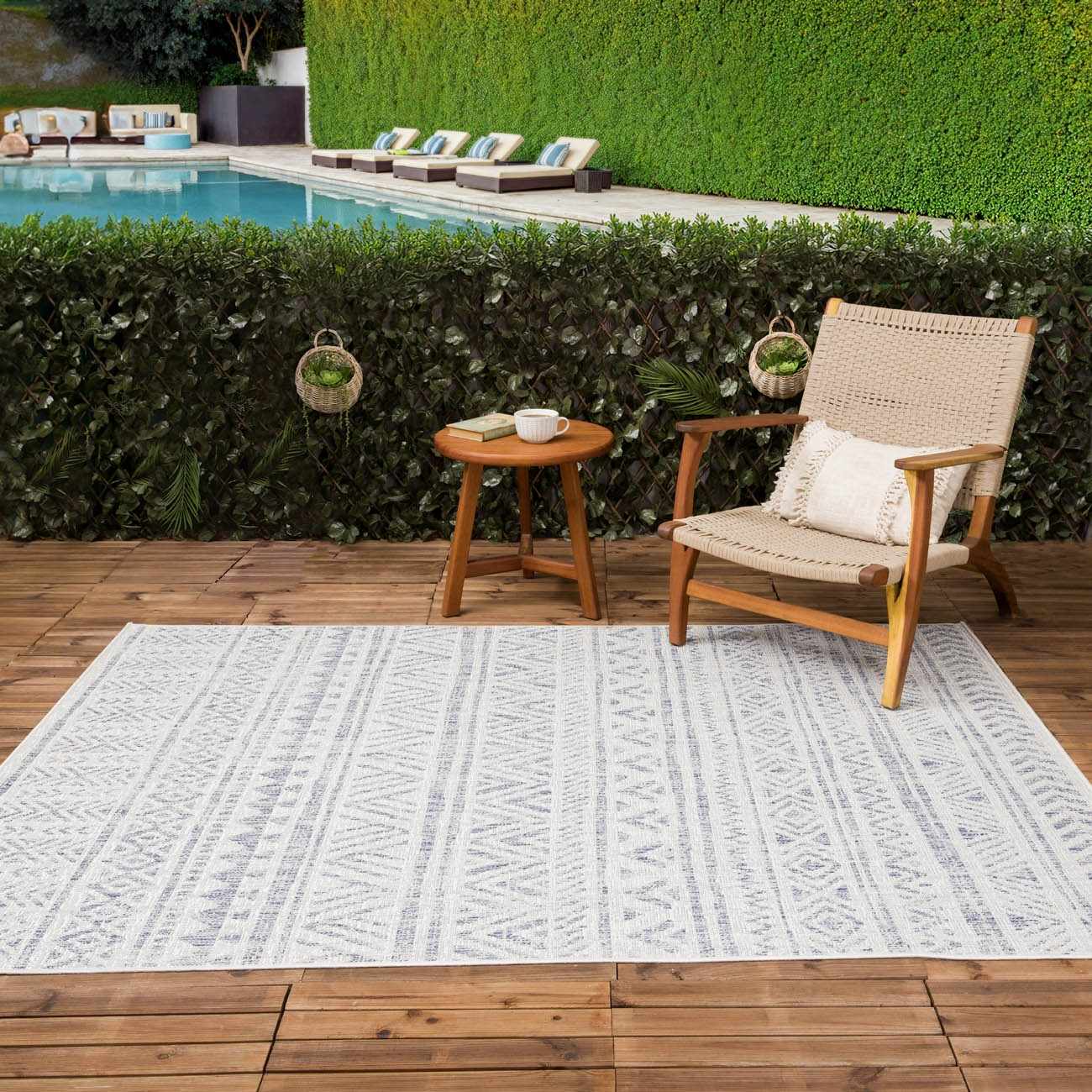 Novato Gray All Over Pattern Performance Outdoor Rug - Clearance by Boutique Rugs
