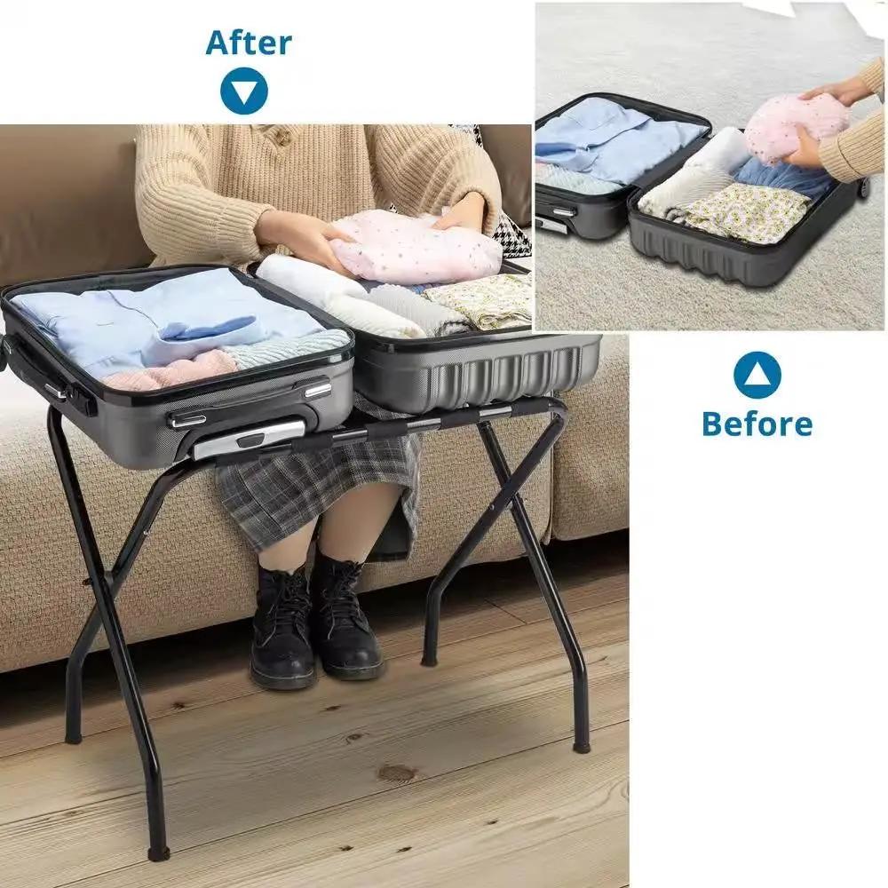 Sturdy Black Metal Foldable Luggage Rack by HomePacific