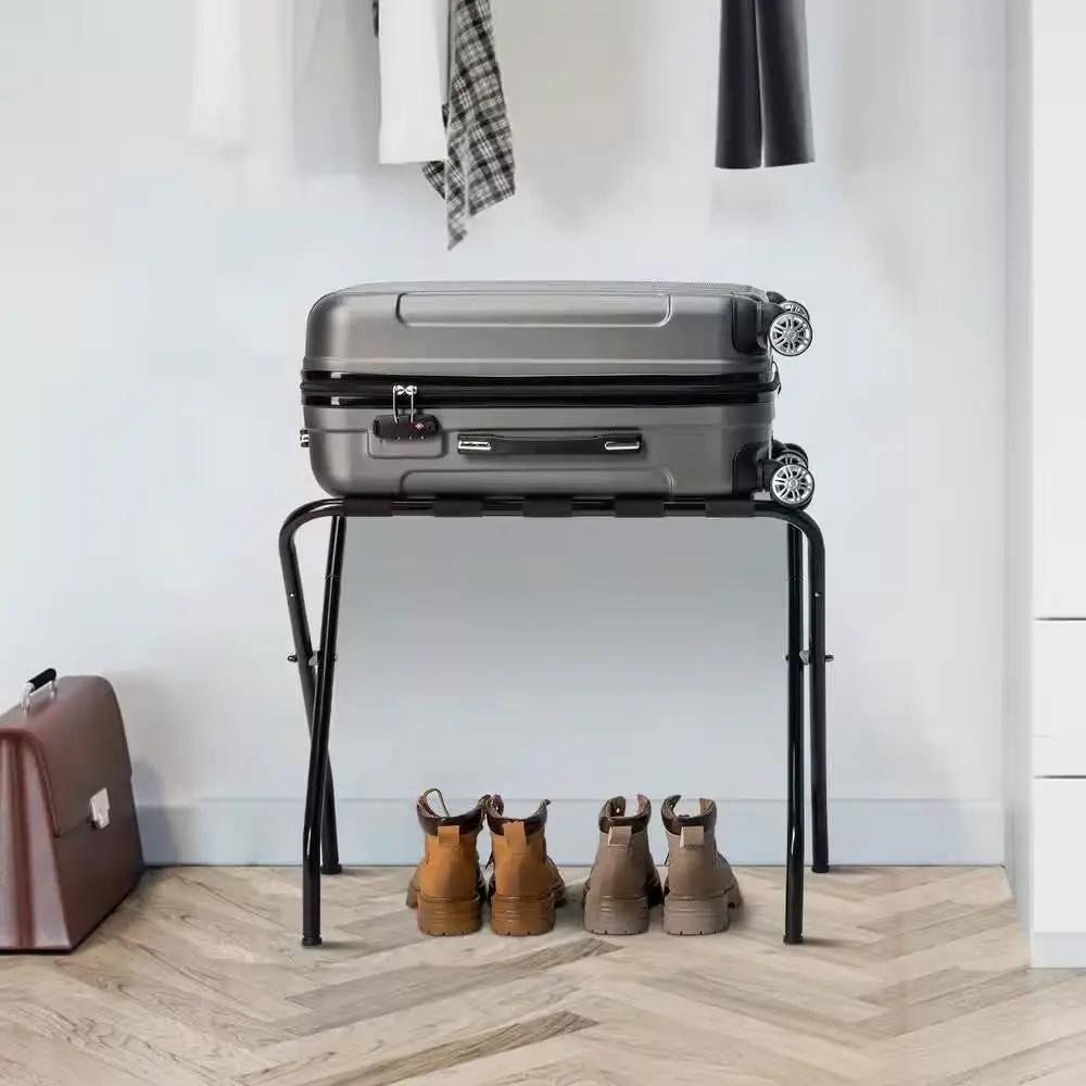 Sturdy Black Metal Foldable Luggage Rack by HomePacific
