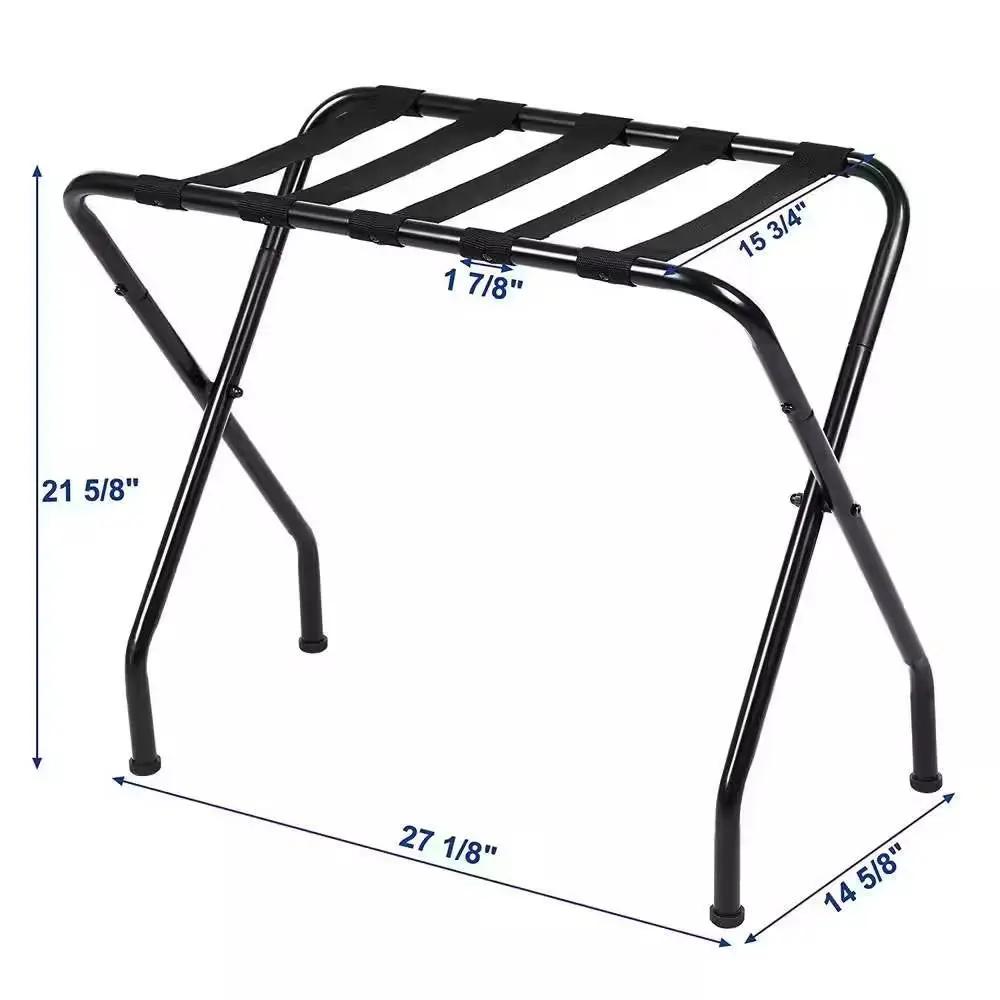 Sturdy Black Metal Foldable Luggage Rack by HomePacific