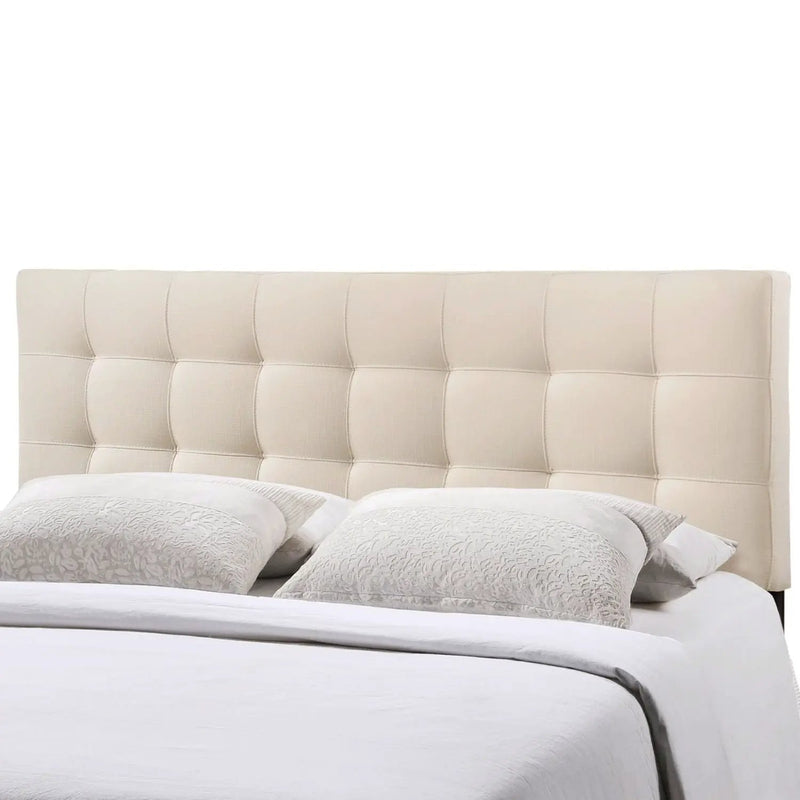 King size Off-White Ivory Fabric Button-Tufted Upholstered Headboard by HomePacific