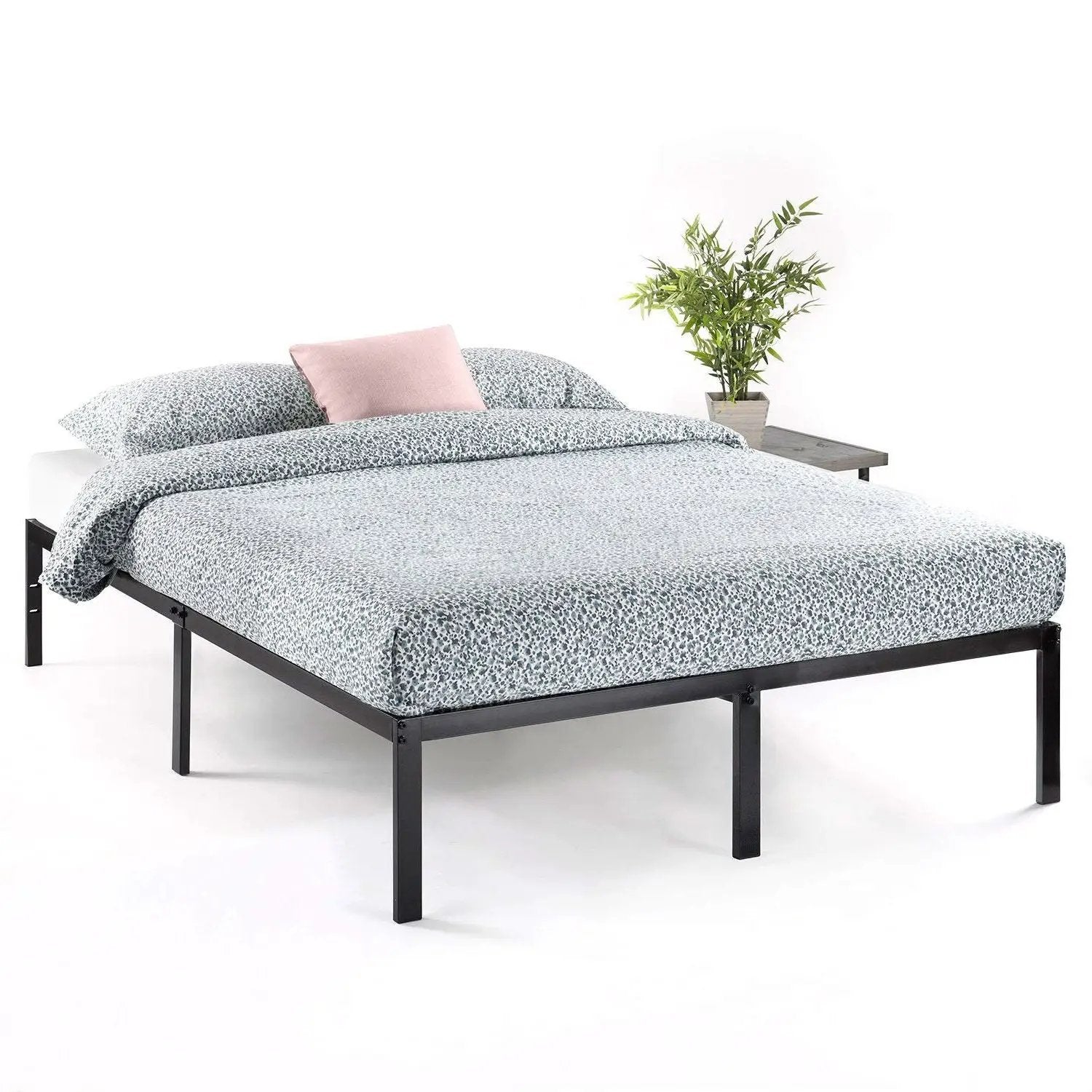 King size Modern Black Metal Heavy Duty Platform Bed Frame by HomePacific