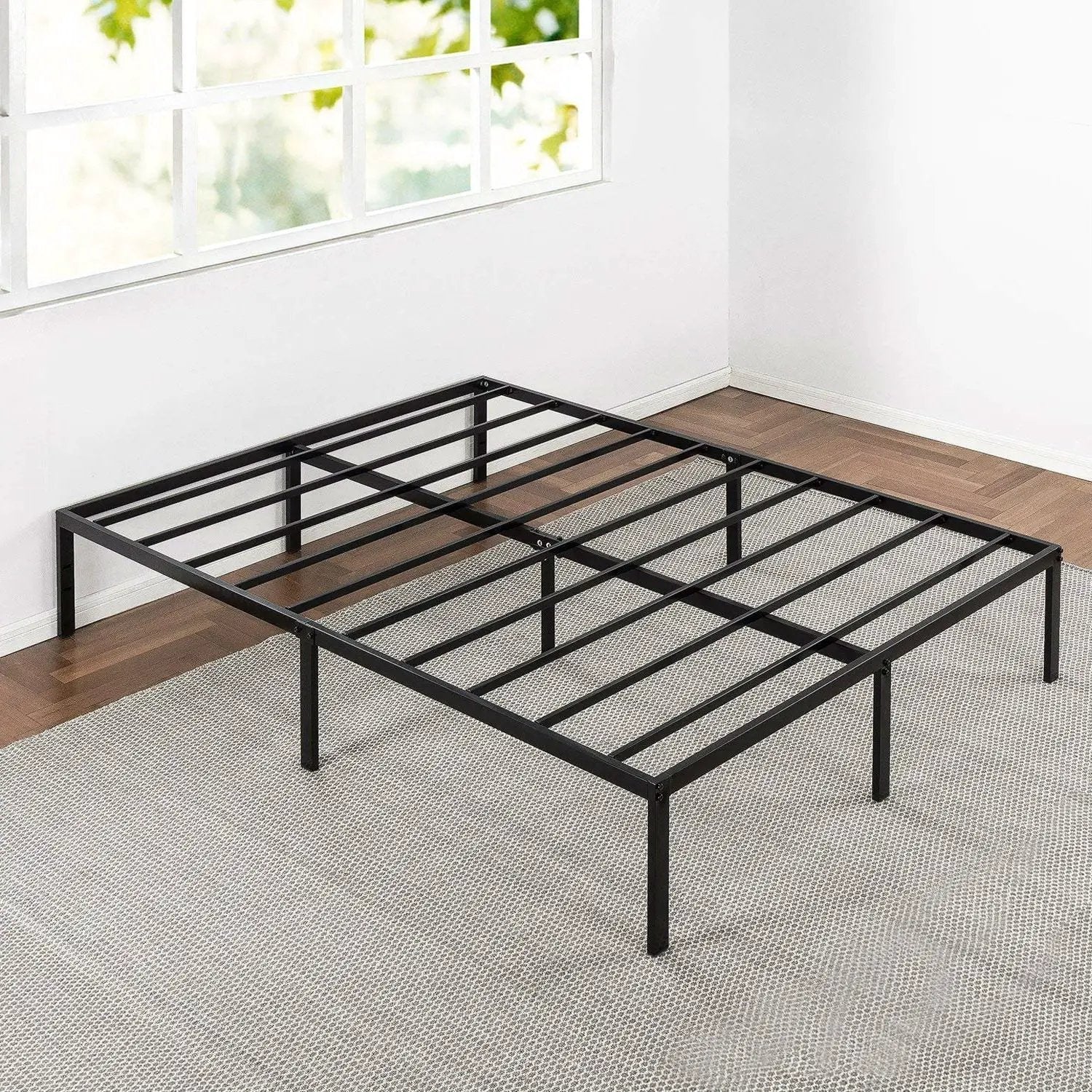 King size Modern Black Metal Heavy Duty Platform Bed Frame by HomePacific