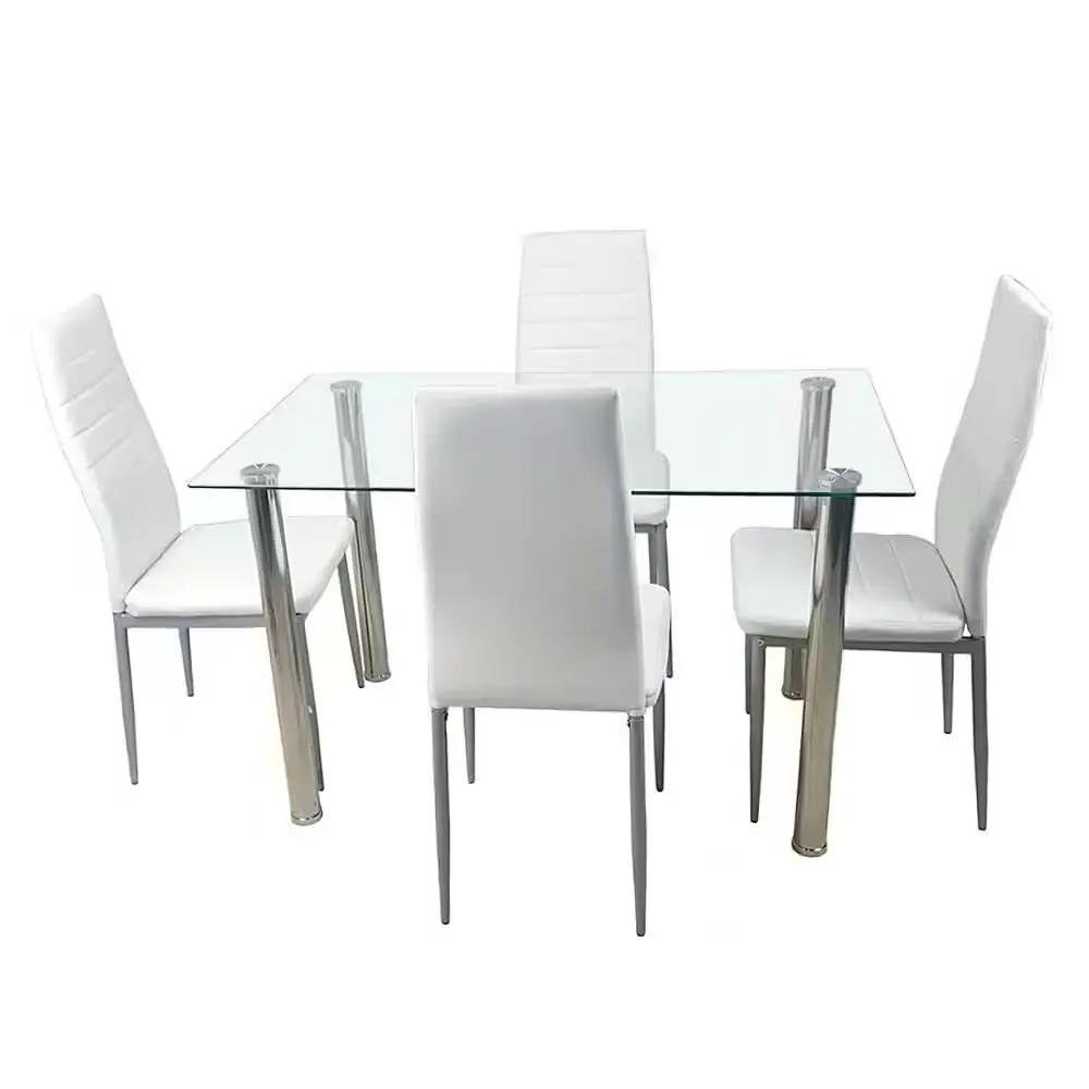 Modern 47-inch x 27-inch Tempered Glass Top Dining Table by HomePacific