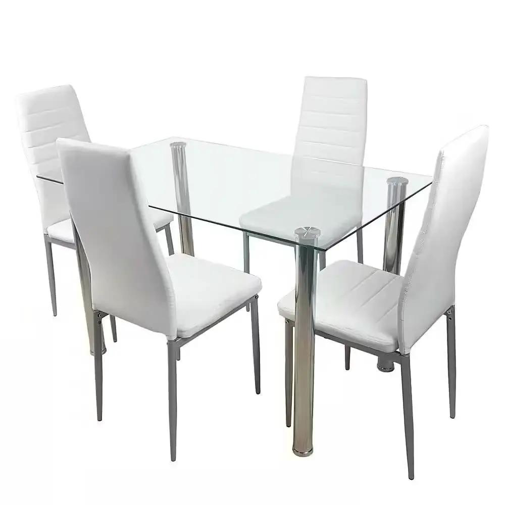 Modern 47-inch x 27-inch Tempered Glass Top Dining Table by HomePacific