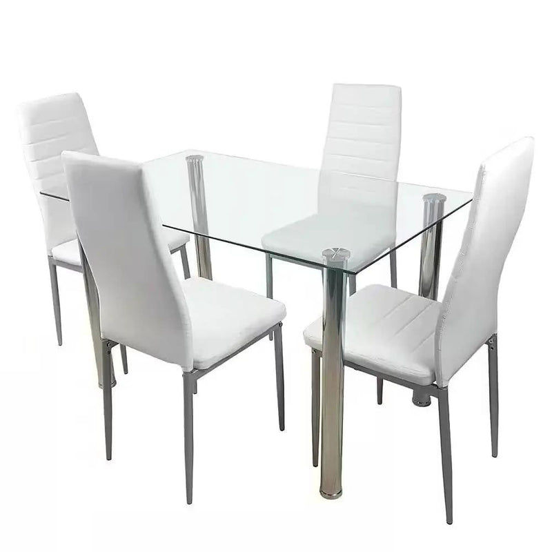 Modern 47-inch x 27-inch Tempered Glass Top Dining Table by HomePacific