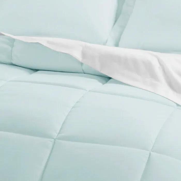 King size Microfiber 6-Piece Reversible Bed-in-a-Bag Comforter Set in Aqua Blue by HomePacific