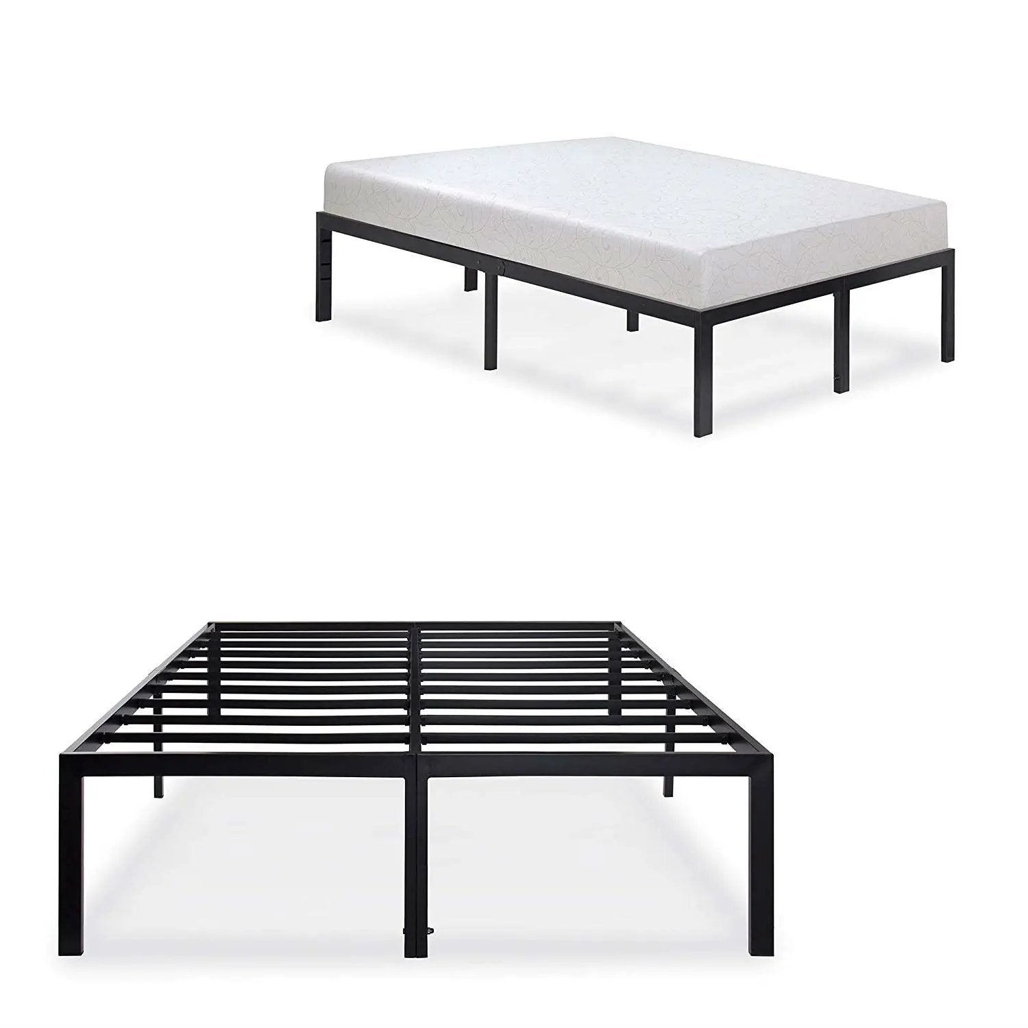 King 18-inch High Rise Heavy Duty Black Metal Platform Bed Frame by HomePacific
