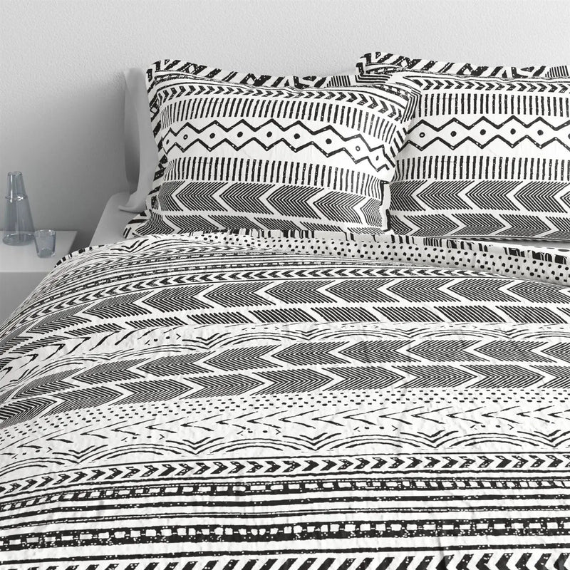 3 Piece Scandinavian Black White Reversible Cotton Set in King by HomePacific