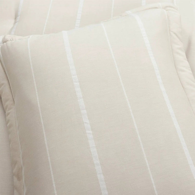 King/California King Beige Off-White Stripe Lightweight 3-Piece Comforter Set by HomePacific