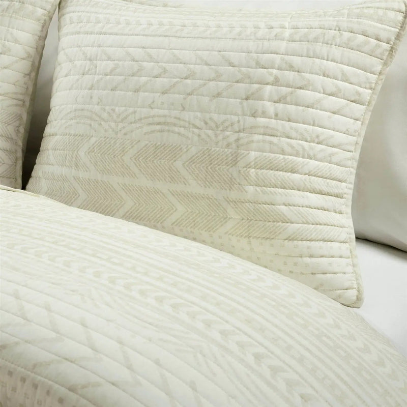 King size Scandinavian Chevron Ivory Reversible Cotton Quilt Set by HomePacific