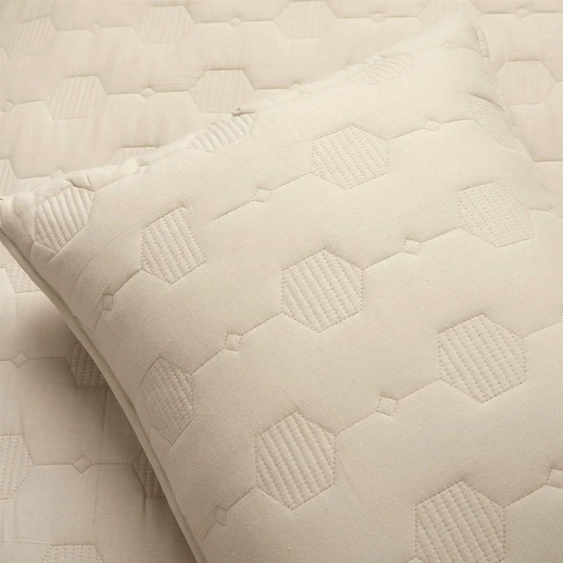 King/California King size Lightweight Beige Textured Cotton 3 Piece Quilt Set by HomePacific