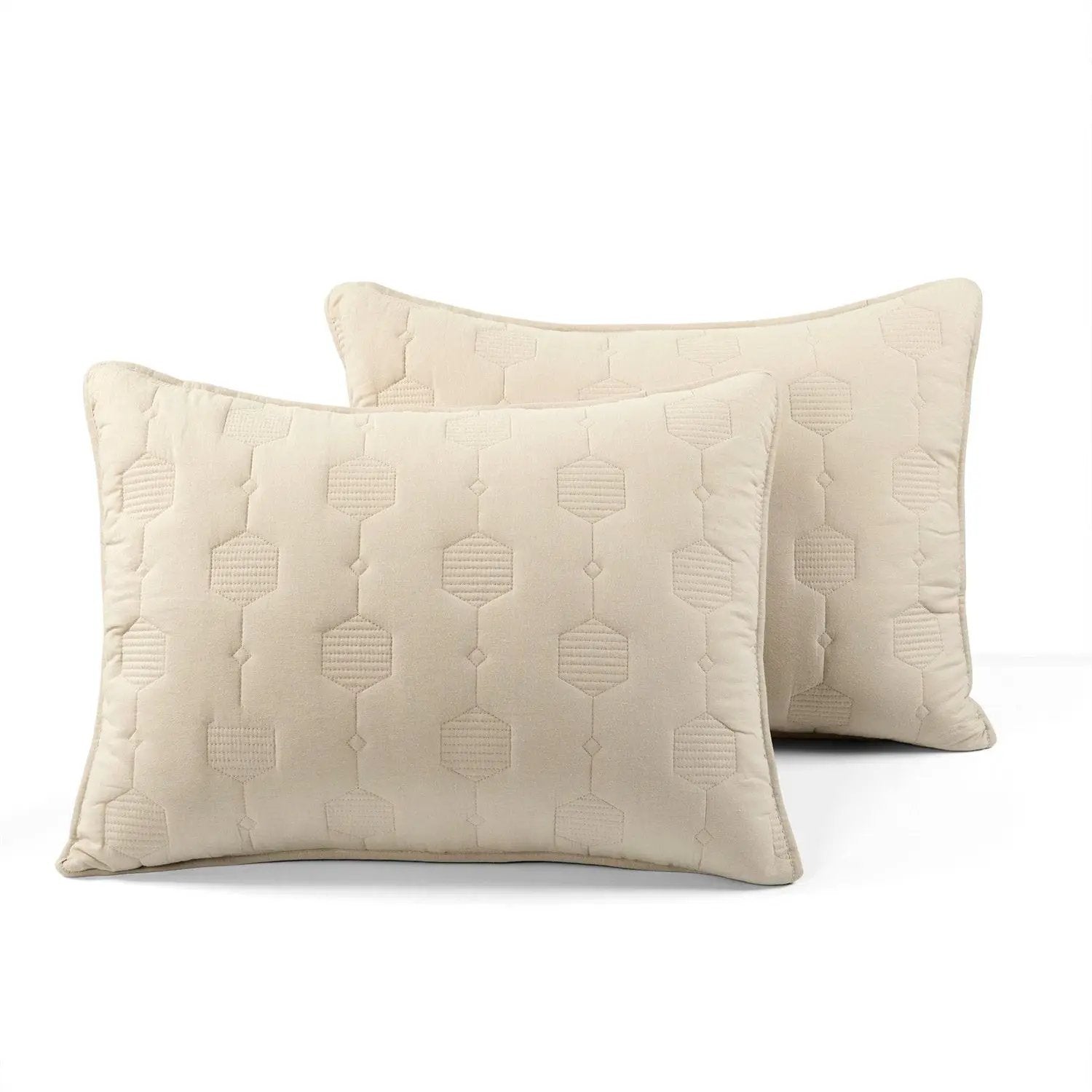 King/California King size Lightweight Beige Textured Cotton 3 Piece Quilt Set by HomePacific