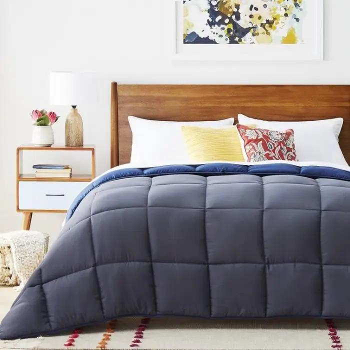 King All Seasons Grey/Navy Reversible Polyester Down Alternative Comforter by HomePacific